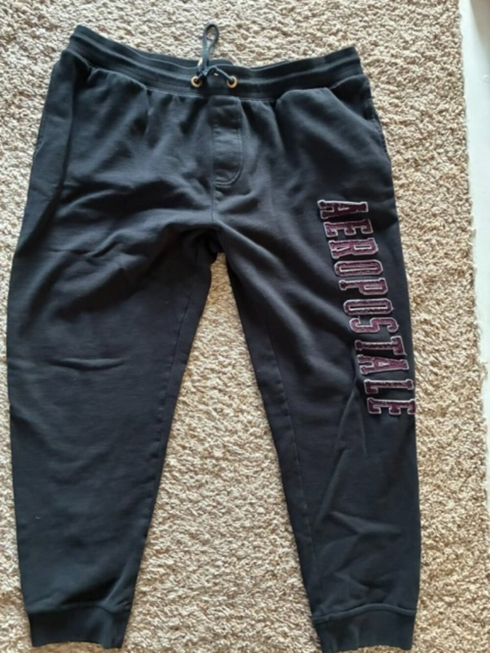 Aeropostale Womens Sweatpants Aero Original Classic Cinch Black Logo, XL